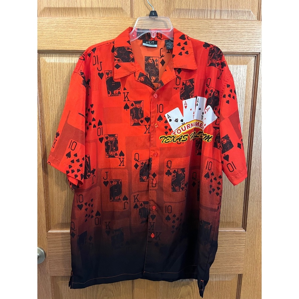 Y2K 90s Streetwear Loud Ombré Rockability Funky Poker Shirt Men's L Oversized